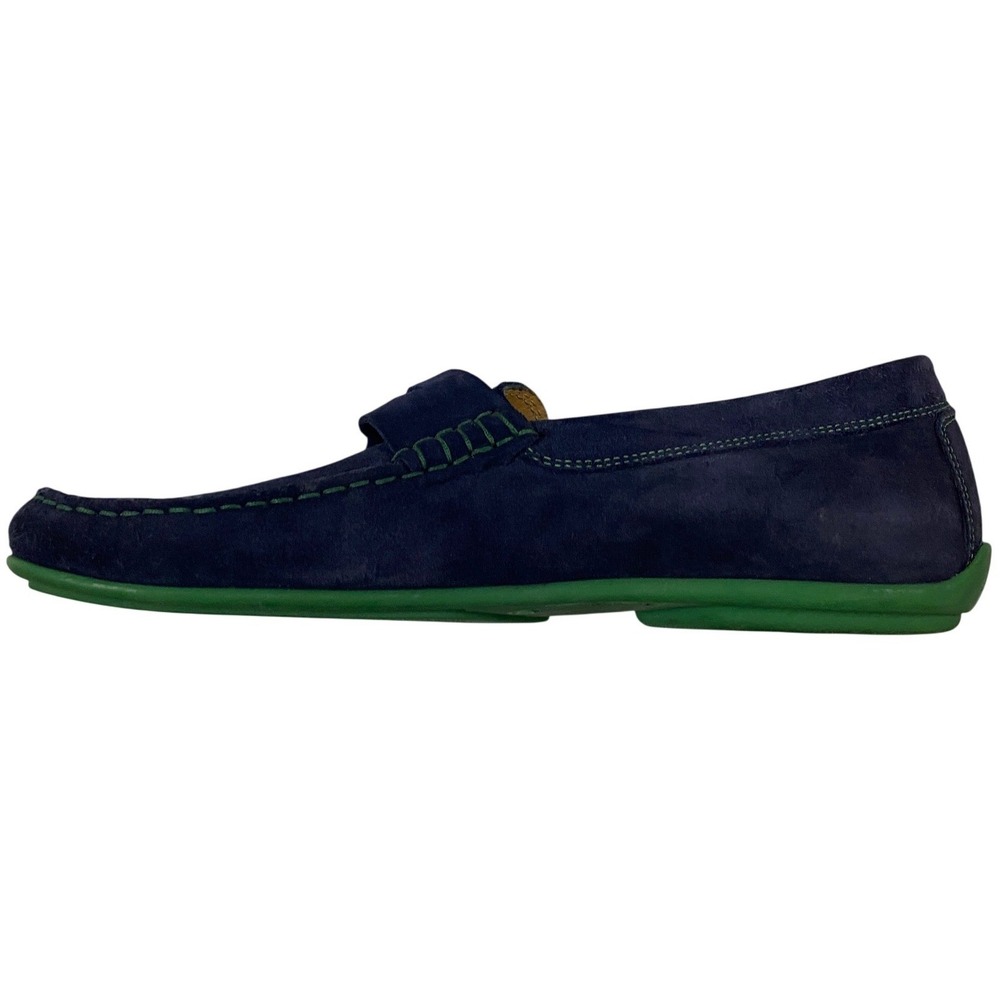 Austen Heller Mens Navy Blue Suede Penny Loafers Green Sole Driving Mocs Size 10 - Picture 7 of 8